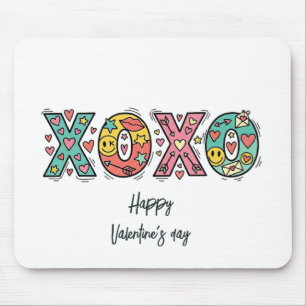 Whimsical "XOXO"Hearts Happy Valentine's Day  Mouse Pad