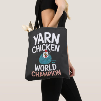 Whimsical Yarn Chicken Crochet Champion Project  Tote Bag