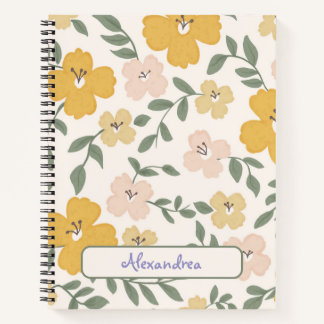 Whimsical Yellow and pink hibiscus pattern  Notebook