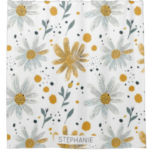 Whimsical Yellow and White Floral Pattern