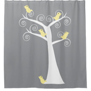 Whimsical Yellow Birds White Tree Nature