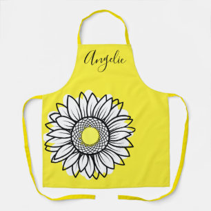 Whimsical Yellow Daisy Custom Floral Design Apron