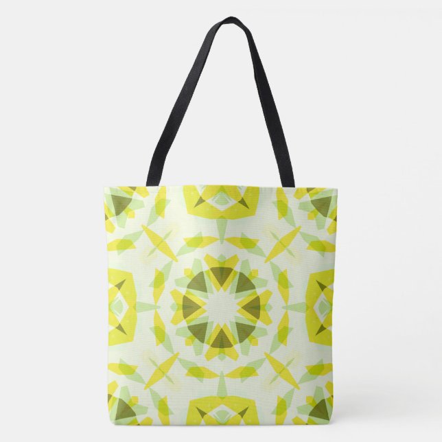 Whimsical Yellow Green Star Pattern Dopamine Decor Tote Bag (Front)