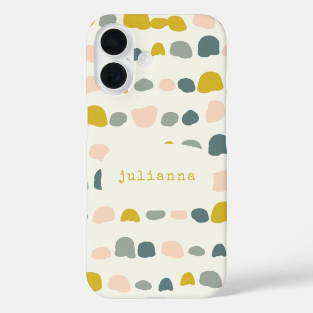 Whimsical Yellow Grey Abstract Shapes Custom Name  Case-Mate iPhone Case (Back)