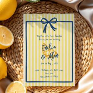 whimsical Yellow italian doodle Bow Wedding Card