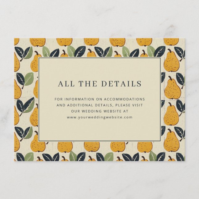 Whimsical Yellow Pear Illustration Enclosure Card (Front)