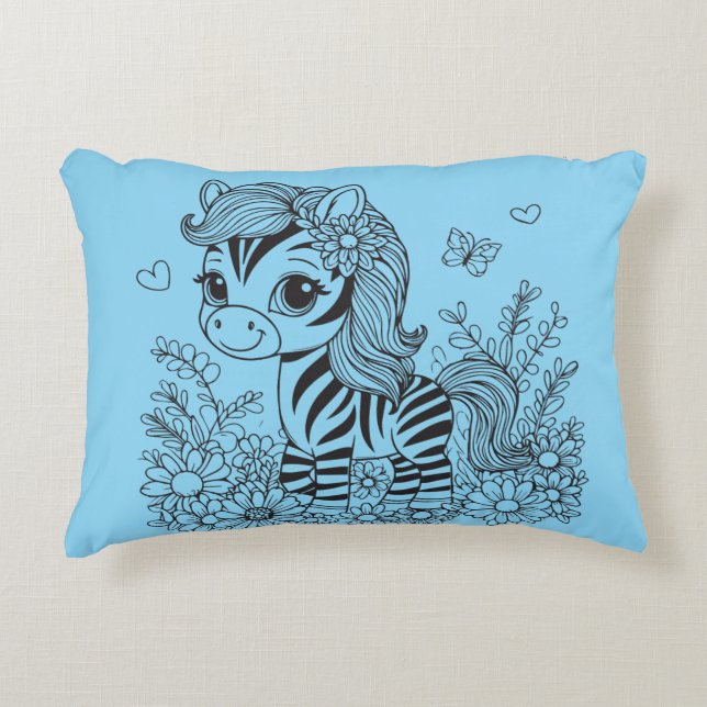 Whimsical Zebra Accent Pillow (Front)