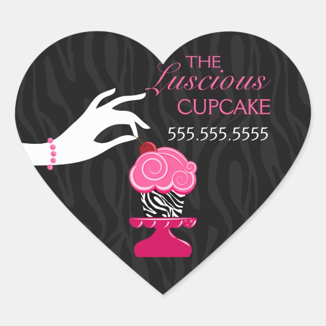 Whimsical Zebra and Cherry Cupcake Bakery Seals (Front)