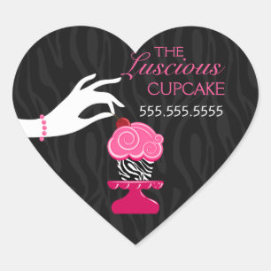 Whimsical Zebra and Cherry Cupcake Bakery Seals
