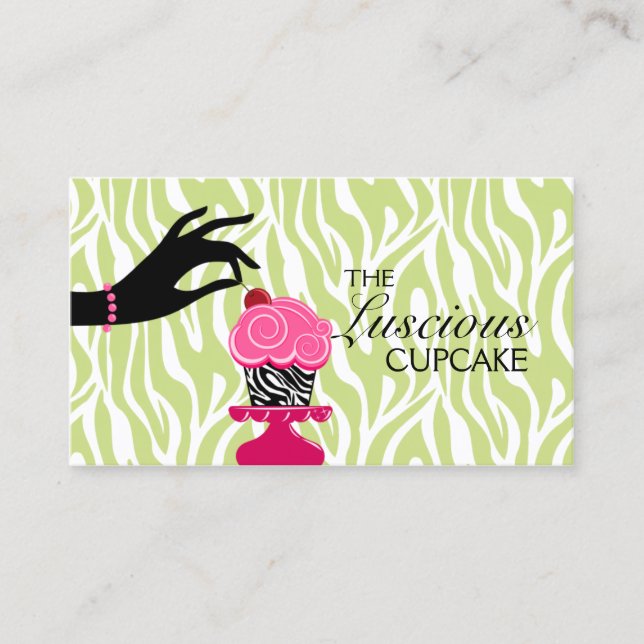 Whimsical Zebra Cupcake Bakery Business Card (Front)