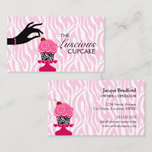 Whimsical Zebra Cupcake Bakery Business Card