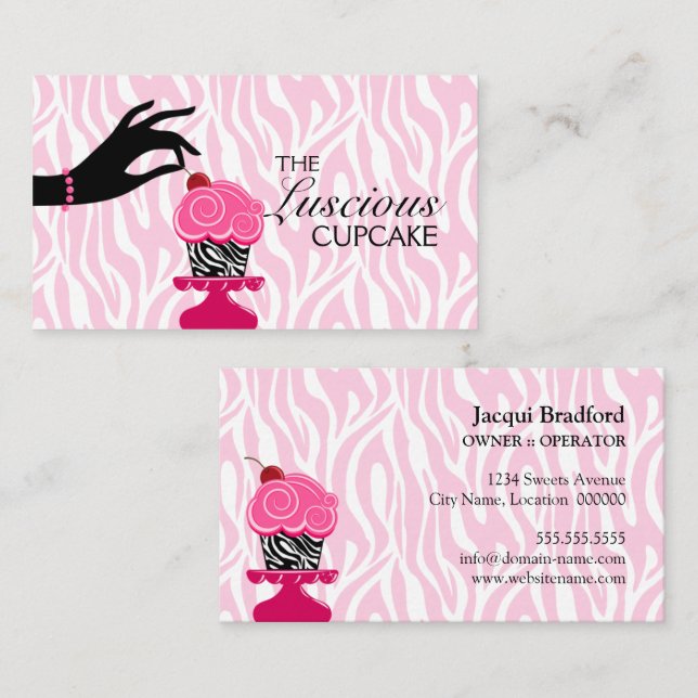 Whimsical Zebra Cupcake Bakery Business Card (Front/Back)
