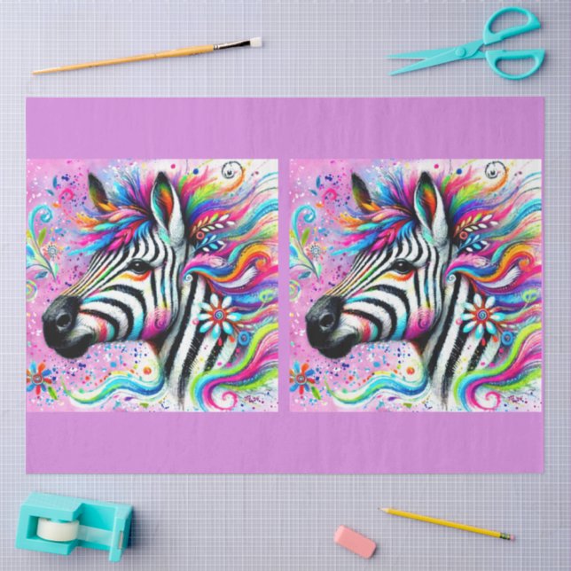 Whimsical Zebra Floral Daisy Decoupage Tissue Paper (Craft)
