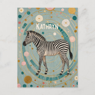 Whimsical Zebra Personalised Postcard