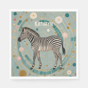 Whimsical Zebra Personalized Napkin