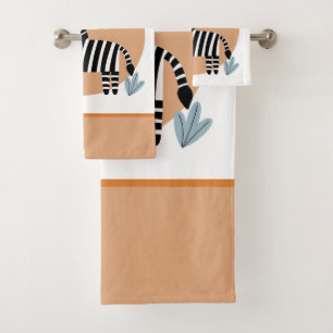 Whimsical Zebra Scandinavian Influenced Bath Towel Set