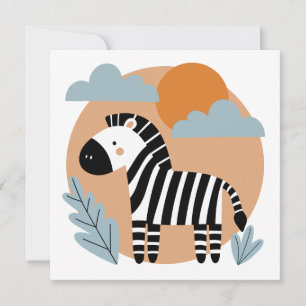 Whimsical Zebra Scandinavian Influenced Card