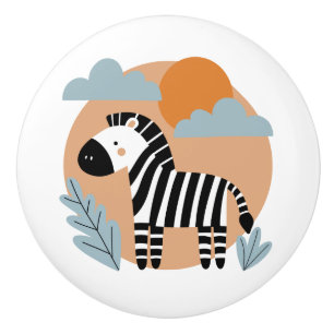 Whimsical Zebra Scandinavian Influenced Ceramic Knob
