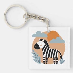 Whimsical Zebra Scandinavian Influenced Keychain