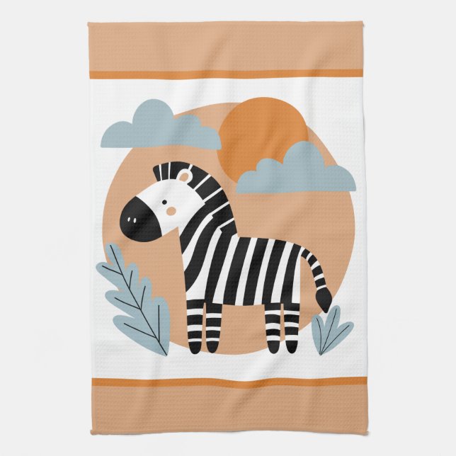 Whimsical Zebra Scandinavian Influenced Kitchen Towel (Vertical)
