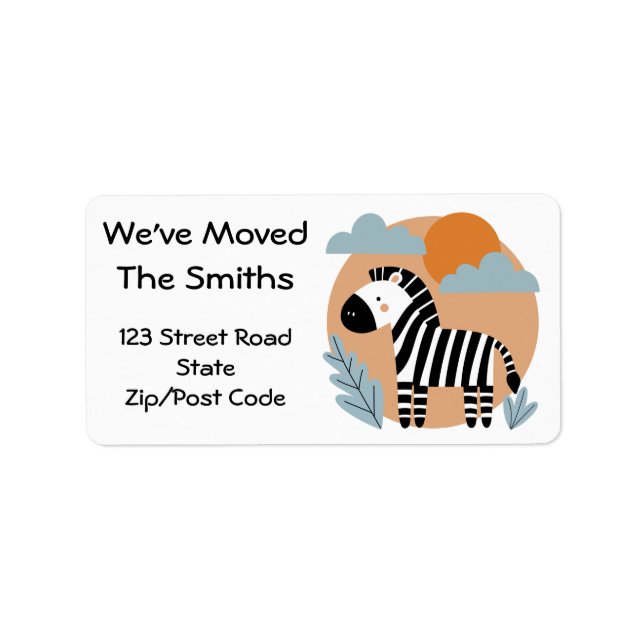 Whimsical Zebra Scandinavian Influenced Label (Front)