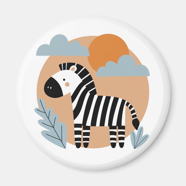 Whimsical Zebra Scandinavian Influenced Magnet (Front)