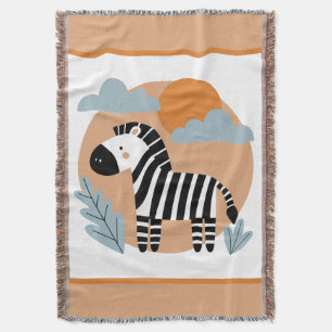 Whimsical Zebra Scandinavian Influenced Throw Blanket
