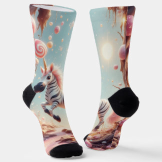 Whimsical Zebra Unicorn Socks