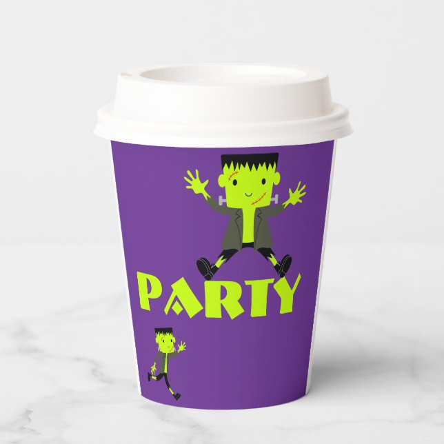 Whimsical Zombie Party Halloween Party Paper Cups (Back)