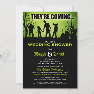 Whimsical Zombie Wedding Shower Invitations