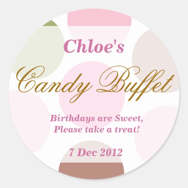 WhimsicalDotty Birthday Candy Buffet Sticker (Front)
