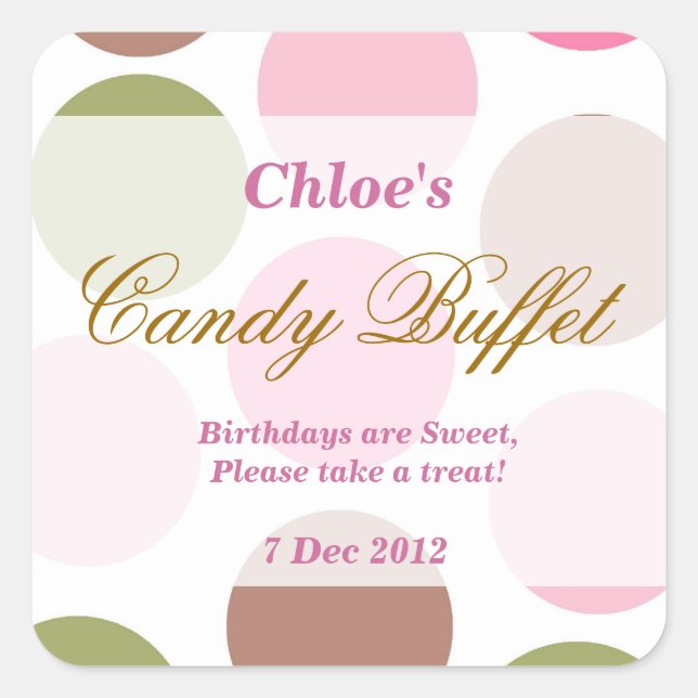 WhimsicalDotty Birthday Candy Buffet Sticker (Front)