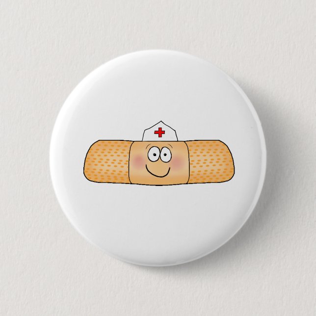 Whimsicla Band Aid Bandage with Nurse Hat Cute 2 Inch Round Button (Front)