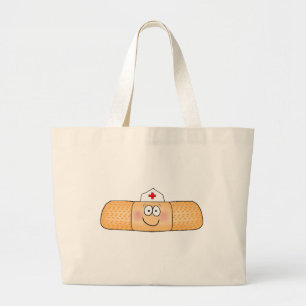 Whimsicla Band Aid Bandage with Nurse Hat Cute Large Tote Bag