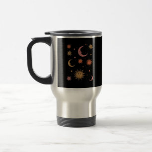 Whimsigoth Aesthetic Vintage Half Moon Sun Travel Mug