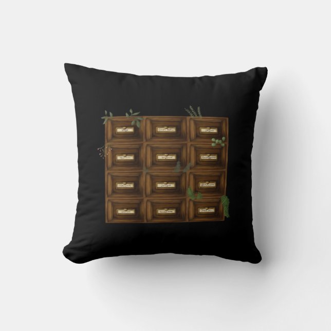 Whimsigoth Apothecary Drawers Throw Pillow (Front)