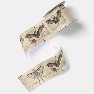 Whimsigoth Botanical Specimens Antique Moth Bat Satin Ribbon