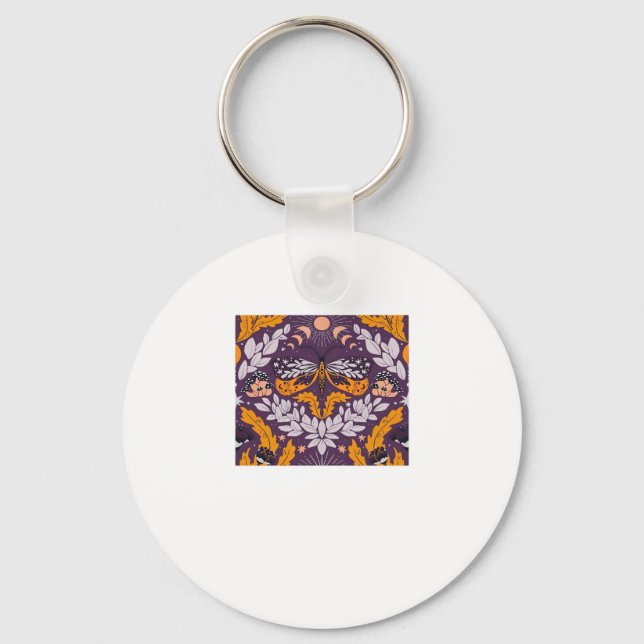 Whimsigoth Butterfly Florals - Purple, Lavender An Keychain (Front)