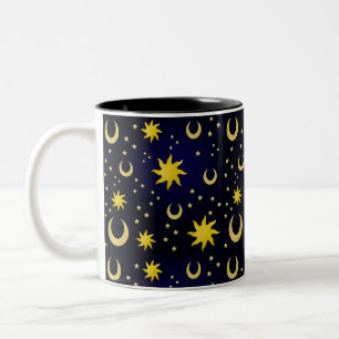 Whimsigoth Celestial Suns, Moons, & Stars   Two-Tone Coffee Mug