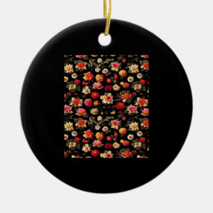 Whimsigoth Chintz Vintage Oil Painting Ceramic Ornament