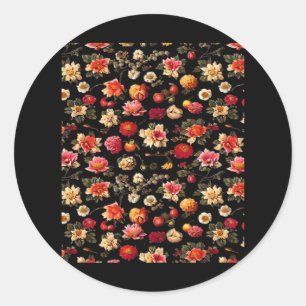 Whimsigoth Chintz Vintage Oil Painting Classic Round Sticker