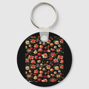 Whimsigoth Chintz Vintage Oil Painting Keychain