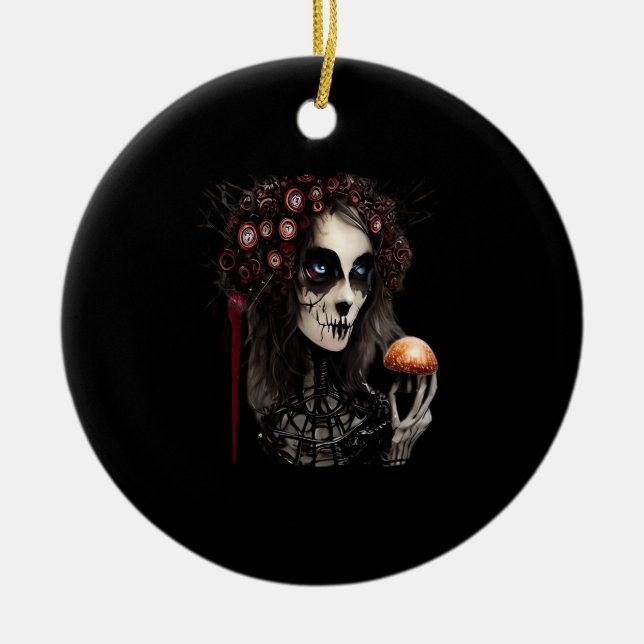 Whimsigoth – Classic Moons and Haunted Gardens Ceramic Ornament (Front)