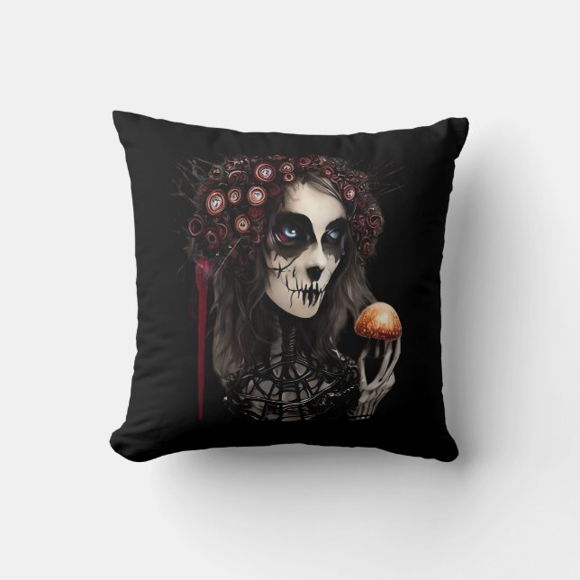 Whimsigoth – Classic Moons and Haunted Gardens Throw Pillow (Front)