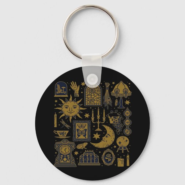 Whimsigoth Classic – Mystical Moons & Forest Keychain (Front)