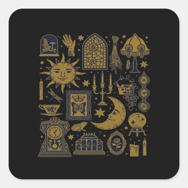 Whimsigoth Classic – Mystical Moons & Forest Square Sticker (Front)