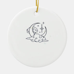 Whimsigoth Clouds Moon Witchy Classic Ceramic Ornament