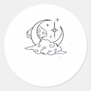 Whimsigoth Clouds Moon Witchy Classic Classic Round Sticker