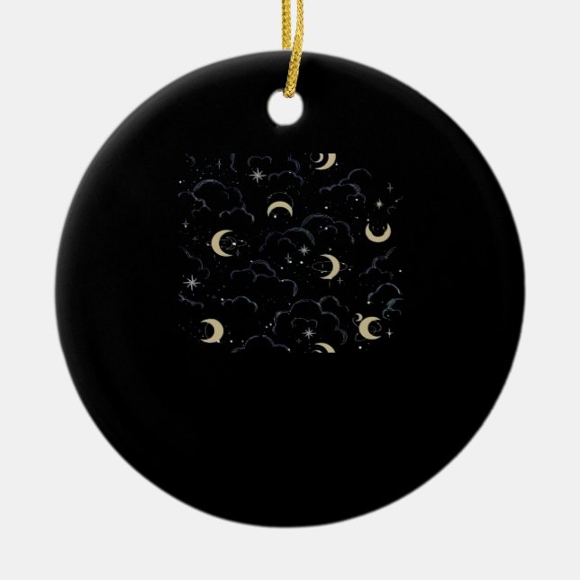 Whimsigoth Clouds Sun Moon Witchy Ceramic Ornament (Front)