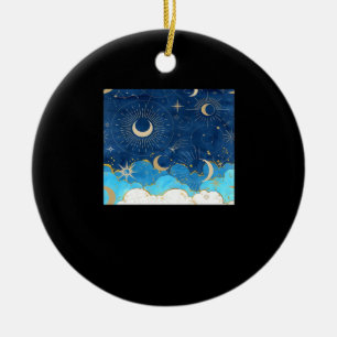 Whimsigoth Clouds Sun Moon Witchy Classic Ceramic Ornament